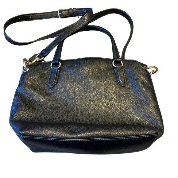 COACH REMI Pebbled Leather Three Compartments Satchel Top Handle Bag in Black - Picture 3 of 6